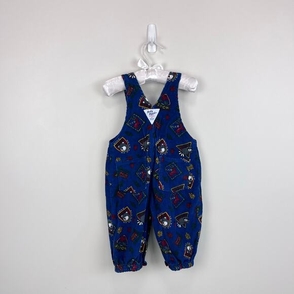 Vintage OshKosh B'gosh Blue Fall Forest Overalls 6-9 Months USA - Picture 5 of 7